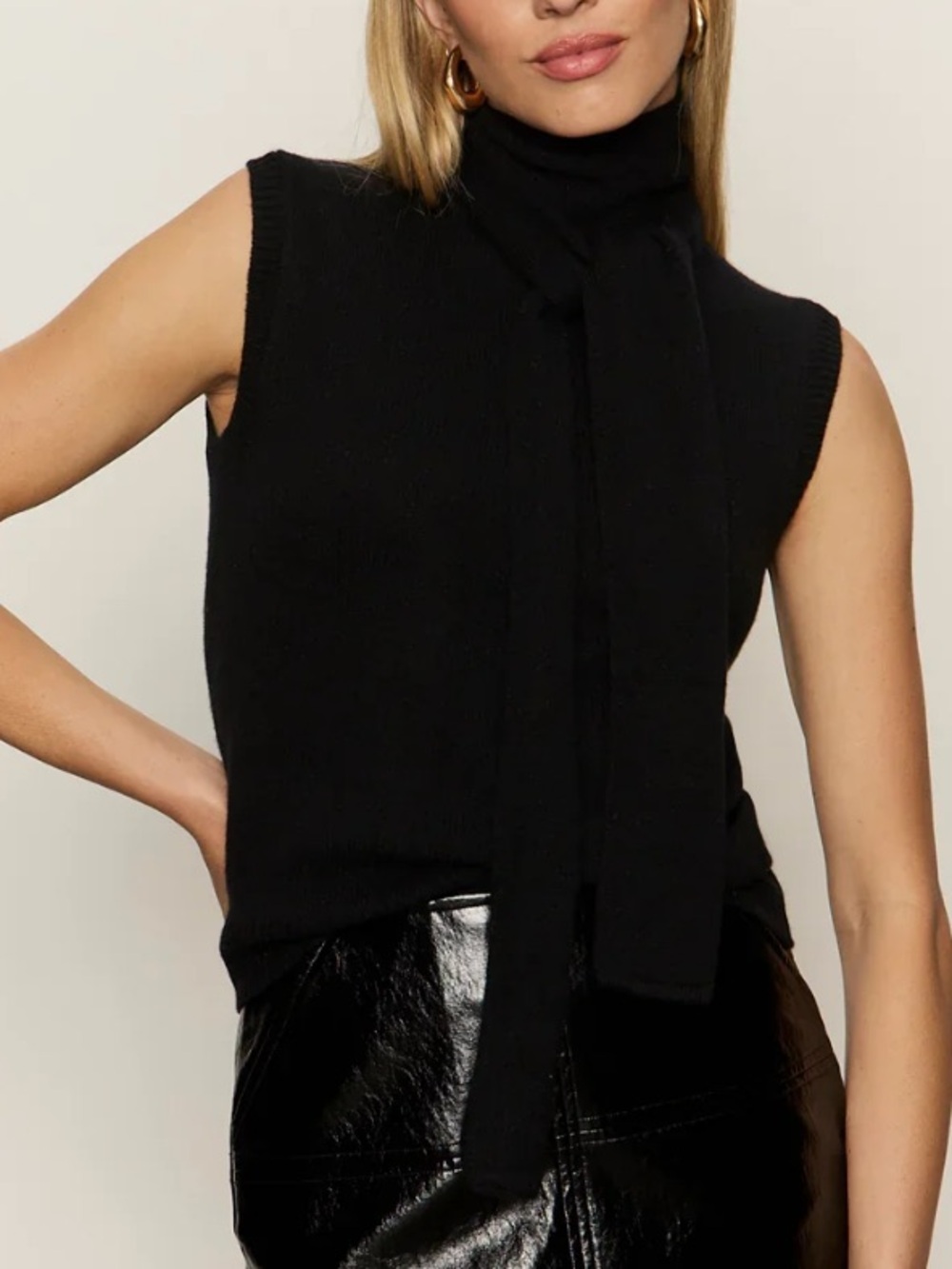 Sanctuary Black Sleeveless Tie-Neck Sweater - New With Tags